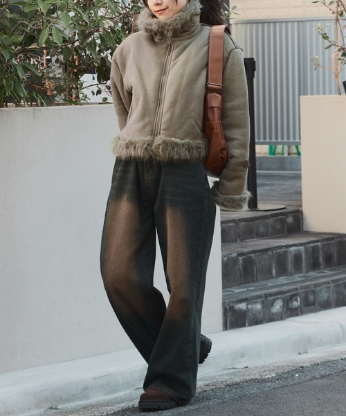 Chick（チック）の「Chin Strap Faux Fur Jacket / チンストラップ フェイクファージャケット（ブルゾン・レディース・ブラウン/グレー・FREE）」の8枚目の写真