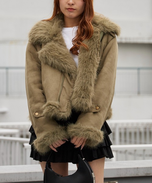 Chick（チック）の「Chin Strap Faux Fur Jacket / チンストラップ フェイクファージャケット（ブルゾン・レディース・ブラウン/グレー・FREE）」の20枚目の写真