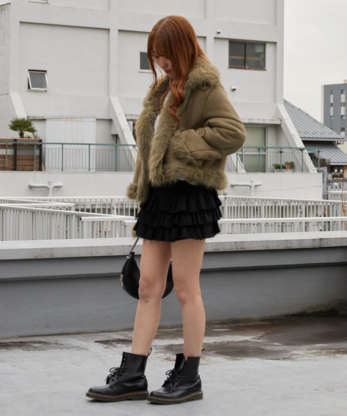Chick（チック）の「Chin Strap Faux Fur Jacket / チンストラップ フェイクファージャケット（ブルゾン・レディース・ブラウン/グレー・FREE）」の15枚目の写真