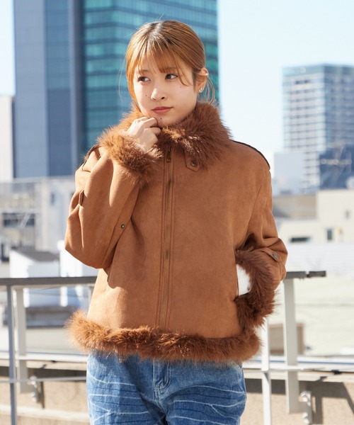 セール】Chin Strap Faux Fur Jacket / チンストラップ フェイクファー