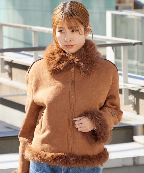 Chick（チック）の「Chin Strap Faux Fur Jacket / チンストラップ フェイクファージャケット（ブルゾン・レディース・ブラウン/グレー・FREE）」の21枚目の写真