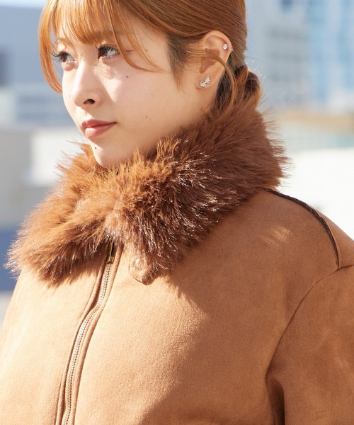 セール】Chin Strap Faux Fur Jacket / チンストラップ フェイクファー