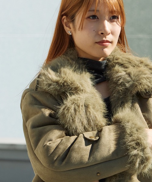 セール】Chin Strap Faux Fur Jacket / チンストラップ フェイクファー
