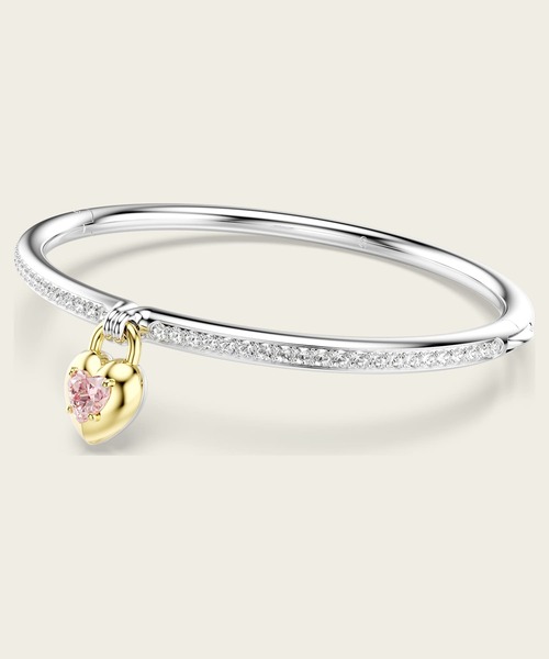 SWAROVSKI（スワロフスキー）の「【公式】【スワロフスキー】Idyllia バングル, ミックスカット, ハート, ピンク, ミックスメタル仕上げ（チョーカー・レディース・ピンク・M）」の3枚目の写真