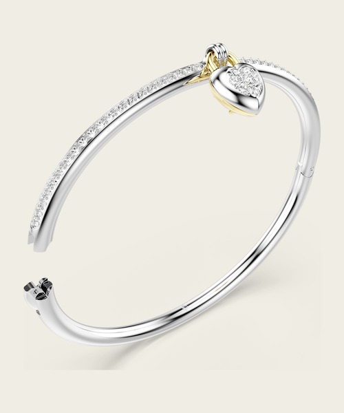 SWAROVSKI（スワロフスキー）の「【公式】【スワロフスキー】Idyllia バングル, ミックスカット, ハート, ピンク, ミックスメタル仕上げ（チョーカー・レディース・ピンク・M）」の4枚目の写真