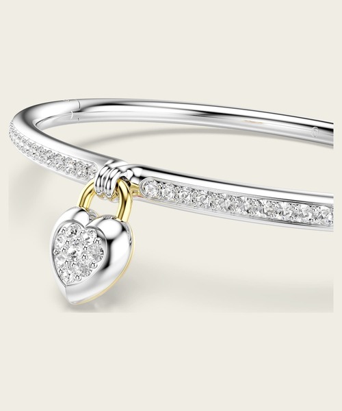 SWAROVSKI（スワロフスキー）の「【公式】【スワロフスキー】Idyllia バングル, ミックスカット, ハート, ピンク, ミックスメタル仕上げ（チョーカー・レディース・ピンク・M）」の5枚目の写真