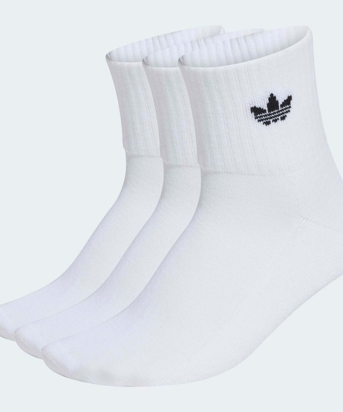 adidas(アディダス)の「ミッドアンクルソックス 3足組 / アディダスオリジナルス adidas Originals(ソックス/靴下・メンズ・ホワイト/ブラック・LARGE/MEDIUM/SMALL/kids-XXL/X-LARGE)」の2枚目の写真