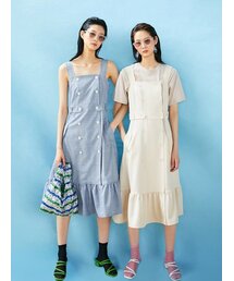 19SS チェックトレンチワンピース_ネイビー