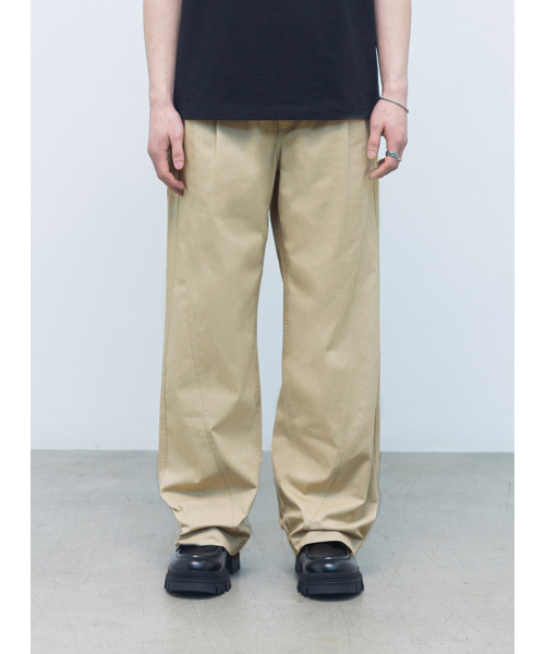ACEI(アセイ)の「ツイルコットンワイドタックパンツベージュ(その他パンツ・メンズ・その他・LARGE/MEDIUM)」の1枚目の写真