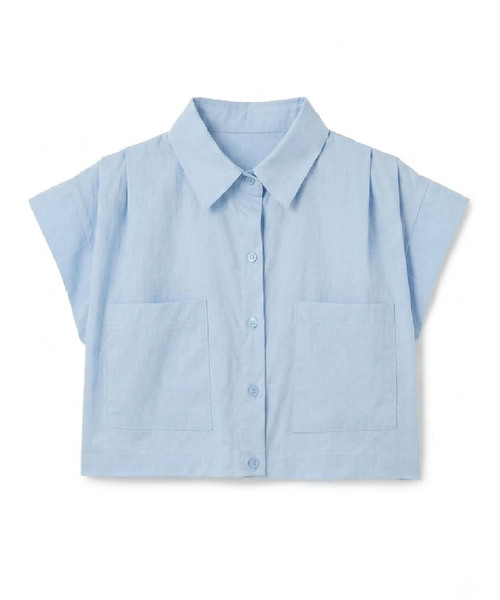 MOIREMOA(モアレモア)の「crop pocket shirt -blue(シャツ/ブラウス・レディース・ブルー・FREE)」の1枚目の写真