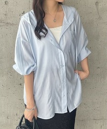 GeeRA（ジーラ）の「春を先取り!フード付きオーバーサイズシャツパーカー アソート(無地 チェック)（シャツ/ブラウス）」