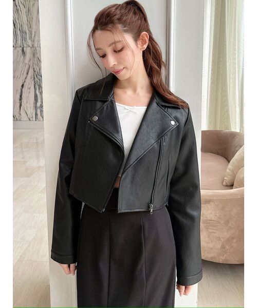 RESEXXY（リゼクシー）の「フェイクレザーライダースジャケット（ライダースジャケット・レディース・ブラック/アイボリー・MEDIUM/SMALL）」の11枚目の写真