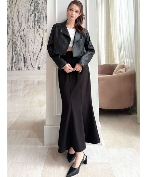 RESEXXY（リゼクシー）の「フェイクレザーライダースジャケット（ライダースジャケット・レディース・ブラック/アイボリー・MEDIUM/SMALL）」の14枚目の写真