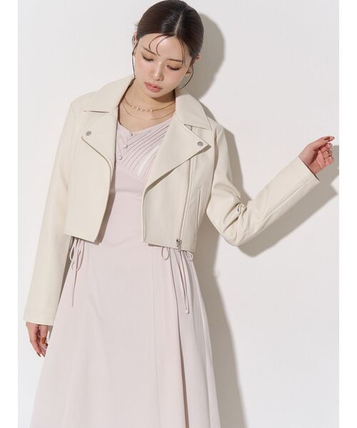 RESEXXY（リゼクシー）の「フェイクレザーライダースジャケット（ライダースジャケット・レディース・ブラック/アイボリー・MEDIUM/SMALL）」の17枚目の写真