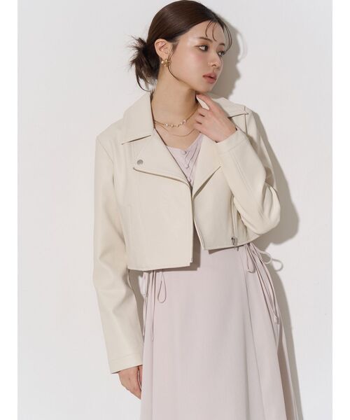 RESEXXY（リゼクシー）の「フェイクレザーライダースジャケット（ライダースジャケット・レディース・ブラック/アイボリー・MEDIUM/SMALL）」の18枚目の写真