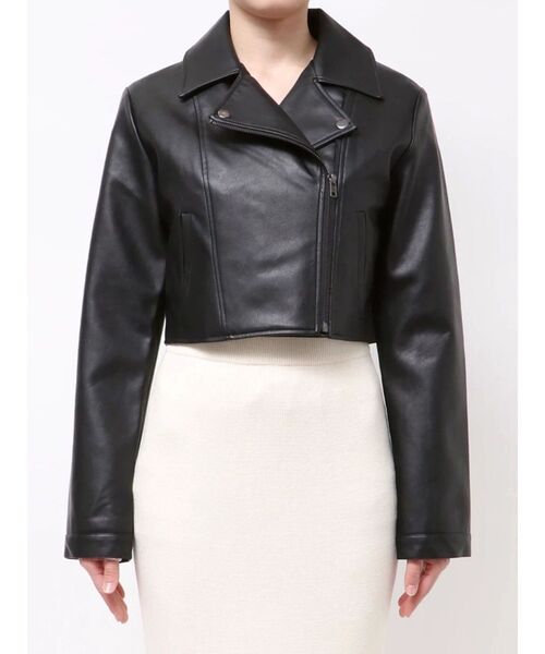 RESEXXY（リゼクシー）の「フェイクレザーライダースジャケット（ライダースジャケット・レディース・ブラック/アイボリー・MEDIUM/SMALL）」の19枚目の写真