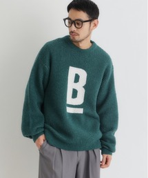 BACK NUMBER | 【BACK NUMBER】ダブルジャガードロゴクルーネックセーター (大胆ロゴ / リラックスフィット / 柔らかい素材 / 多彩な色合い)(ニット/セーター)