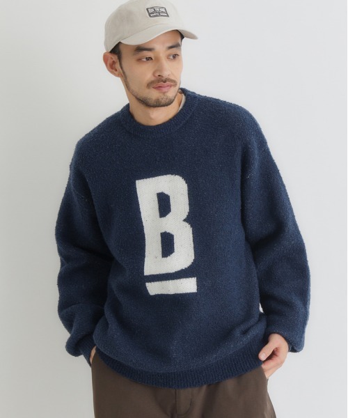 BACK NUMBER（バックナンバー）の「【BACK NUMBER】ダブルジャガードロゴクルーネックセーター (大胆ロゴ / リラックスフィット / 柔らかい素材 / 多彩な色合い)（ニット/セーター・メンズ・オフホワイト/ネイビー/グリーン・S/M/L/XL）」の14枚目の写真