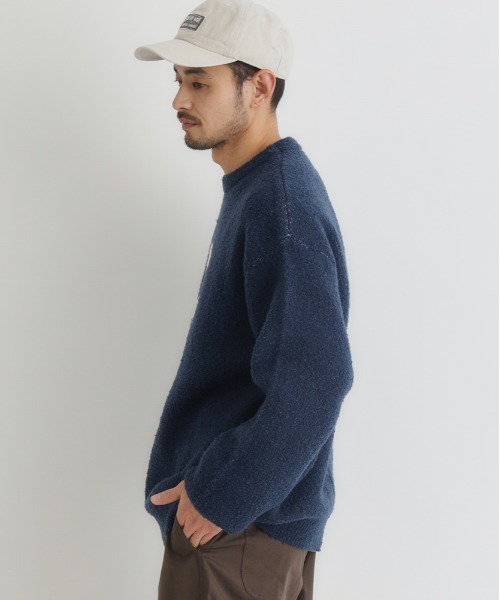 BACK NUMBER（バックナンバー）の「【BACK NUMBER】ダブルジャガードロゴクルーネックセーター (大胆ロゴ / リラックスフィット / 柔らかい素材 / 多彩な色合い)（ニット/セーター・メンズ・オフホワイト/ネイビー/グリーン・S/M/L/XL）」の15枚目の写真