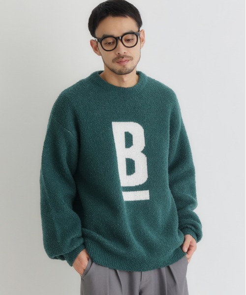 BACK NUMBER（バックナンバー）の「【BACK NUMBER】ダブルジャガードロゴクルーネックセーター (大胆ロゴ / リラックスフィット / 柔らかい素材 / 多彩な色合い)（ニット/セーター・メンズ・オフホワイト/ネイビー/グリーン・S/M/L/XL）」の18枚目の写真