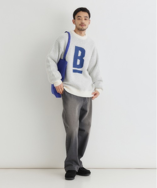 BACK NUMBER（バックナンバー）の「【BACK NUMBER】ダブルジャガードロゴクルーネックセーター (大胆ロゴ / リラックスフィット / 柔らかい素材 / 多彩な色合い)（ニット/セーター・メンズ・オフホワイト/ネイビー/グリーン・S/M/L/XL）」の22枚目の写真