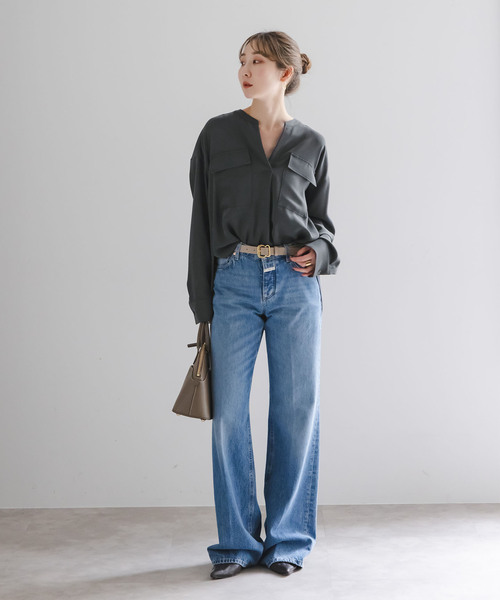 Noble（ノーブル）の「《追加・WEB限定カラー》ワークディテールドレープシャツ（シャツ/ブラウス・レディース・ホワイト系その他/ベージュ系その他/カーキ/チャコールグレー・FREE）」の17枚目の写真