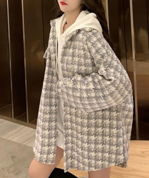 GLAMOROUS JANE(グラマラスジェーン)の「千鳥柄オーバーサイズ起毛シャツ(シャツ/ブラウス・レディース・ブラック/ホワイト・FREE)」の7枚目の写真