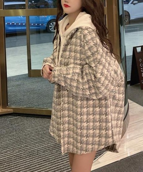 GLAMOROUS JANE(グラマラスジェーン)の「千鳥柄オーバーサイズ起毛シャツ(シャツ/ブラウス・レディース・ブラック/ホワイト・FREE)」の8枚目の写真