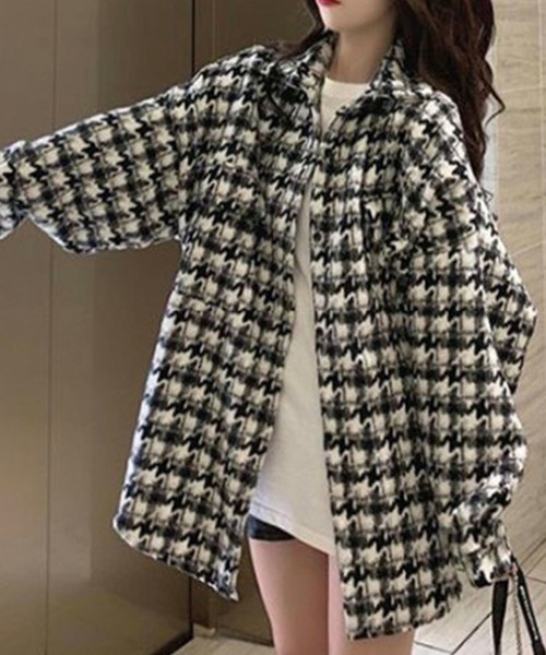 GLAMOROUS JANE(グラマラスジェーン)の「千鳥柄オーバーサイズ起毛シャツ(シャツ/ブラウス・レディース・ブラック/ホワイト・FREE)」の14枚目の写真