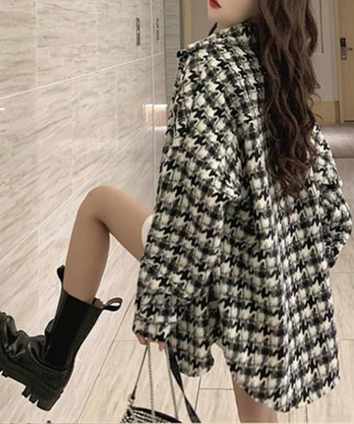 GLAMOROUS JANE(グラマラスジェーン)の「千鳥柄オーバーサイズ起毛シャツ(シャツ/ブラウス・レディース・ブラック/ホワイト・FREE)」の15枚目の写真