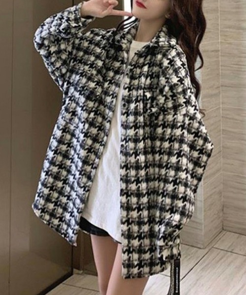 GLAMOROUS JANE(グラマラスジェーン)の「千鳥柄オーバーサイズ起毛シャツ(シャツ/ブラウス・レディース・ブラック/ホワイト・FREE)」の17枚目の写真
