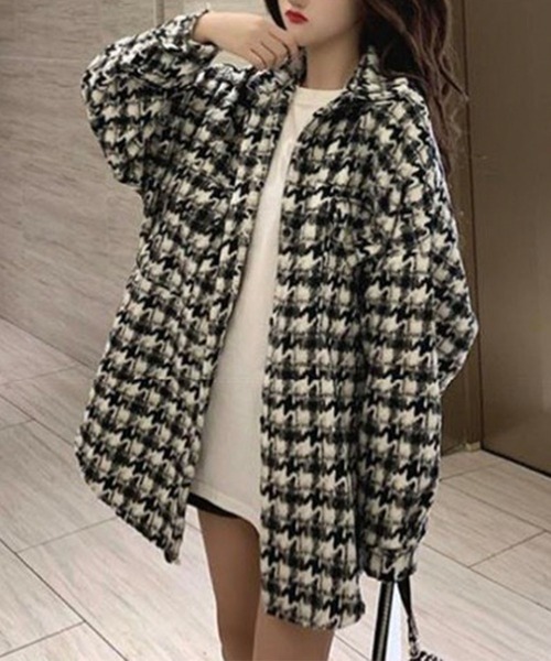 GLAMOROUS JANE(グラマラスジェーン)の「千鳥柄オーバーサイズ起毛シャツ(シャツ/ブラウス・レディース・ブラック/ホワイト・FREE)」の18枚目の写真