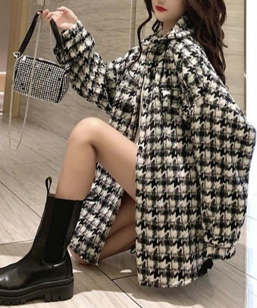 GLAMOROUS JANE(グラマラスジェーン)の「千鳥柄オーバーサイズ起毛シャツ(シャツ/ブラウス・レディース・ブラック/ホワイト・FREE)」の19枚目の写真