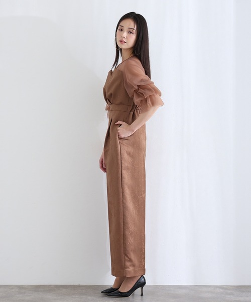 PourVous（プールヴー）の「ビスチェ ジャガード フリル パンツドレス フォーマル お呼ばれ&ロング丈 ワイド オールインワン 結婚式二次会 お呼ばれ 同窓会成人式 オケージョンドレス（パンツドレス・レディース・ブラック/グレー/ブラウン/ネイビー/ブラック系その他・S/M）」の18枚目の写真