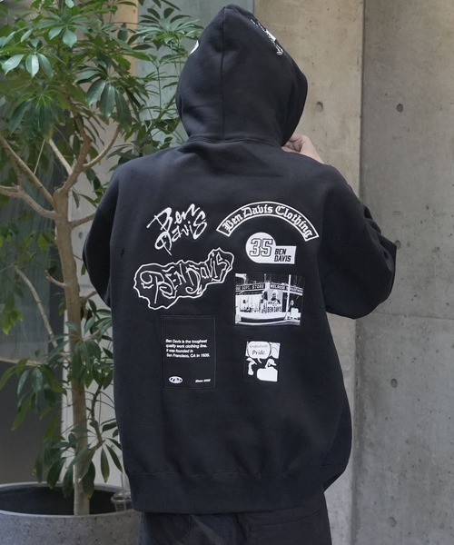 BEN DAVIS(ベンデイビス)の「【BEN DAVIS/ベンデイビス】【インパクト抜群のマルチワッペン】プルオーバーパーカー 豪華な振り刺繍 フードロゴデザイン(パーカー・メンズ・ブラック/杢グレー・X-LARGE/MEDIUM/LARGE)」の10枚目の写真