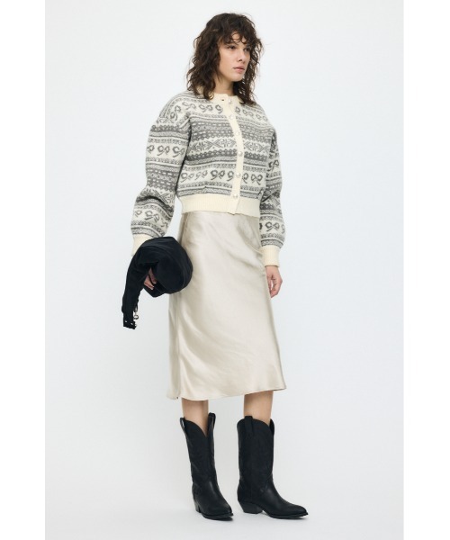 MOUSSY（マウジー）の「【ZOZO・一部店舗限定】RIBBON FAIR ISLE ニットカーディガン（カーディガン/ボレロ・レディース・オフホワイト/レッド/ネイビー・FREE）」の9枚目の写真