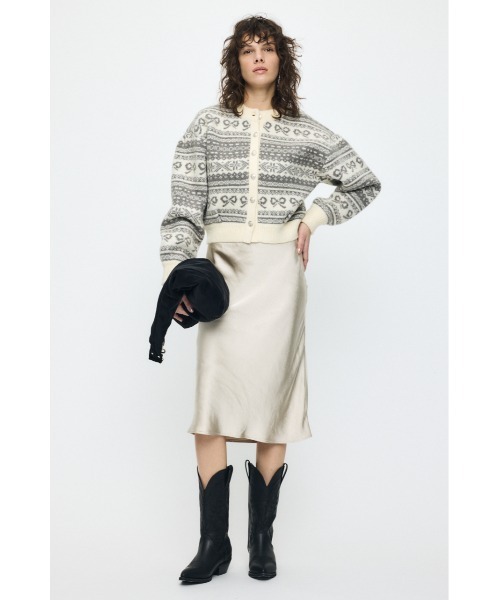 MOUSSY（マウジー）の「【ZOZO・一部店舗限定】RIBBON FAIR ISLE ニットカーディガン（カーディガン/ボレロ・レディース・オフホワイト/レッド/ネイビー・FREE）」の10枚目の写真