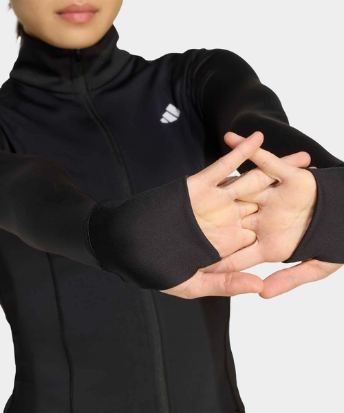 adidas(アディダス)の「Optimeエッセンシャルズ フルジップ ジャケット / ジャージ / Optime Essentials Full-Zip Jacket / トラックジャケット / アディダス adidas(ジャージ・レディース・ブラック・SMALL/MEDIUM/LARGE/X-LARGE/X-SMALL)」の4枚目の写真