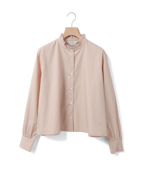 MidiUmi(ミディウミ)の「MidiUmi フリルショートシャツ(シャツ/ブラウス・レディース・オフホワイト/サックスブルー/ネイビー/ピンク・FREE)」の4枚目の写真