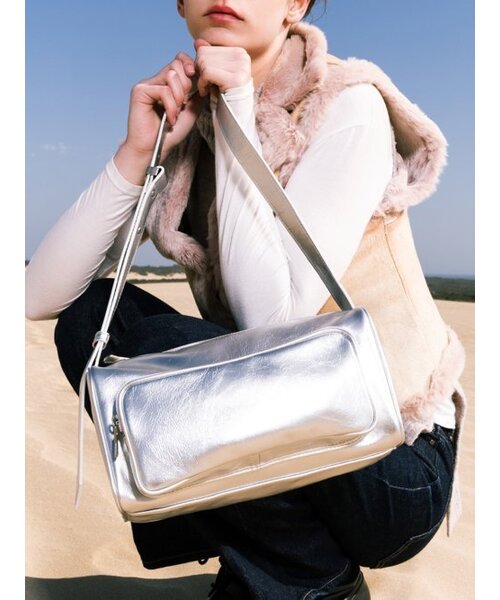 poster pocket bag - crinkle silver(メッセンジャーバッグ poster pocket bag - crinkle silver(メッセンジャーバッグ
