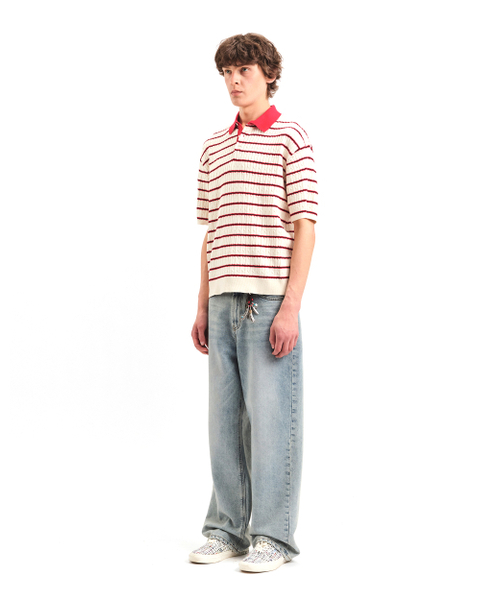 POKER FACE（ポーカーフェイス）の「CABLE RUGBY HALF SLEEVE KNIT IVORY/RED（ポロシャツ・レディース・その他・46/48/50）」の4枚目の写真