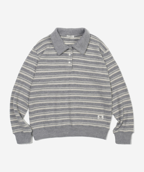KIJIKO(キジコ)の「ke304-Stripe Collar Knit Gray(ニット/セーター・レディース・グレー・FREE)」の4枚目の写真