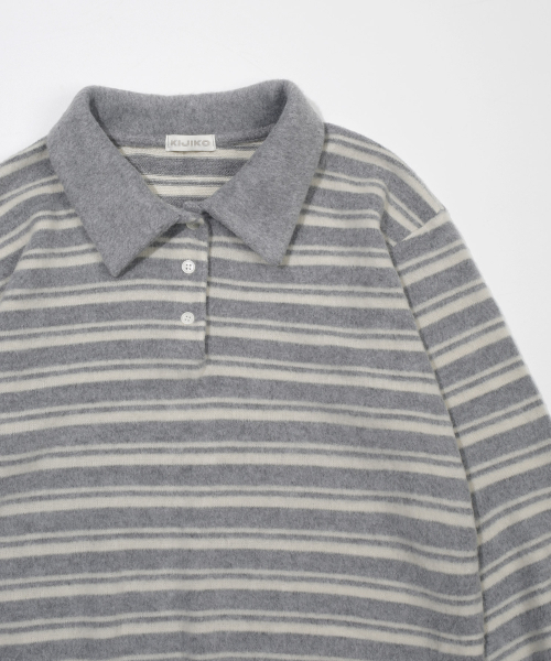 KIJIKO(キジコ)の「ke304-Stripe Collar Knit Gray(ニット/セーター・レディース・グレー・FREE)」の10枚目の写真