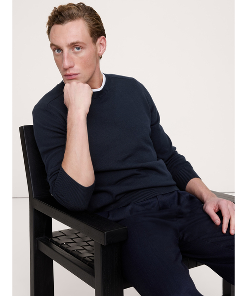 Banana Republic(バナナリパブリック)の「コットン クルーネック セーター(ニット/セーター・メンズ・ネイビー/ベージュ/ブラック/オリーブ・S/XL/L/M)」の4枚目の写真
