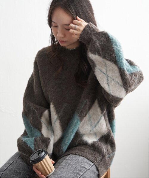 VENCEEXCHANGE(ヴァンスエクスチェンジ)の「アーガイルニットプルオーバー(ニット/セーター・レディース・ネイビー/ブラウン/グレー・FREE)」の3枚目の写真