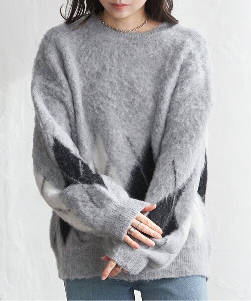 VENCEEXCHANGE(ヴァンスエクスチェンジ)の「アーガイルニットプルオーバー(ニット/セーター・レディース・ネイビー/ブラウン/グレー・FREE)」の2枚目の写真