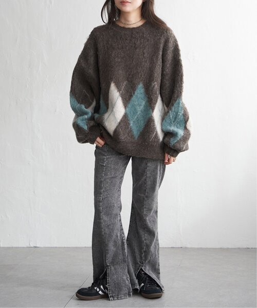 VENCEEXCHANGE(ヴァンスエクスチェンジ)の「アーガイルニットプルオーバー(ニット/セーター・レディース・ネイビー/ブラウン/グレー・FREE)」の8枚目の写真