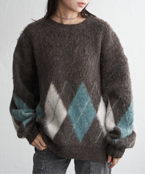 VENCEEXCHANGE(ヴァンスエクスチェンジ)の「アーガイルニットプルオーバー(ニット/セーター・レディース・ネイビー/ブラウン/グレー・FREE)」の11枚目の写真