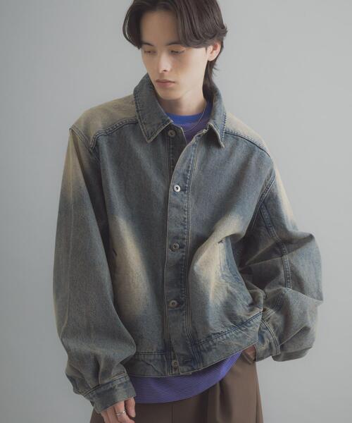 SENSE OF PLACE by URBAN RESEARCH(センスオブプレイスバイアーバンリサーチ)の「ヴィンテージライクデニムブルゾン(デニムジャケット・メンズ・ライトカーキ/ブラック/インディゴブルー・LARGE/MEDIUM)」の3枚目の写真