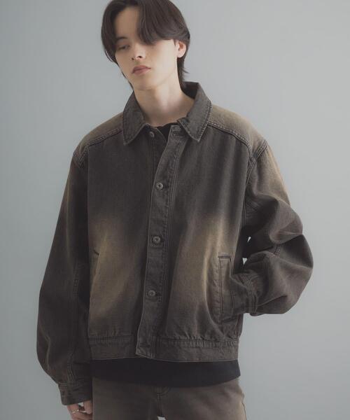 SENSE OF PLACE by URBAN RESEARCH(センスオブプレイスバイアーバンリサーチ)の「ヴィンテージライクデニムブルゾン(デニムジャケット・メンズ・ライトカーキ/ブラック/インディゴブルー・LARGE/MEDIUM)」の4枚目の写真